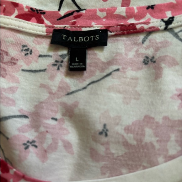 Talbots Scoop Neck Flower Pattern Relaxed Blouse - Picture 3 of 3